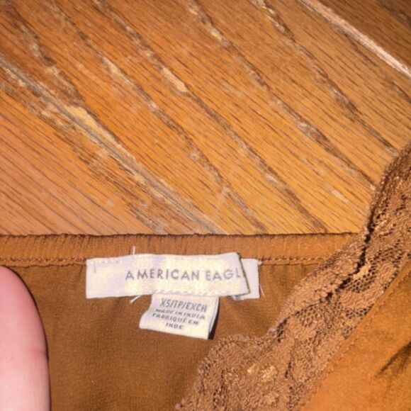 American Eagle Outfitters Brown Lace Trim Camisole Tank Top XS Adjustable Strap - Picture 4 of 4